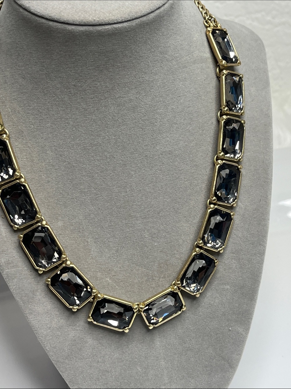 Lia Sophia Versailles Gold-Tone Necklace with Smoky Gray Crystals - Picture 3 of 9